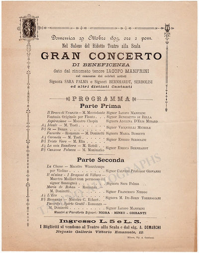 La Scala - Vintage Document and Program Lot 1814-1894