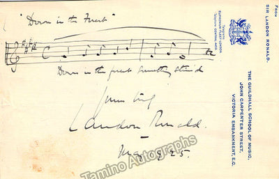 Ronald, Landon - Autograph Music Quote Signed 1925