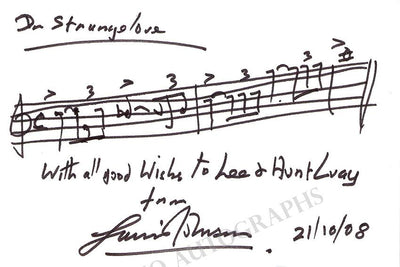 Johnson, Laurie - Autograph Music Quote Signed 2008
