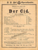 Hof-Operntheater Vienna - Set of 7 Playbills 1891-1903