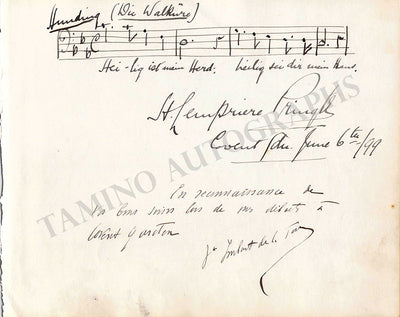 Signed Album Page with 2 Signatures: Pringle, Harry Lempriere - Autograph Musical Quote Signed + Additional Signature of Georges Imbart de La Tour