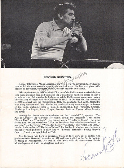 Bernstein, Leonard - Signed Program London 1963