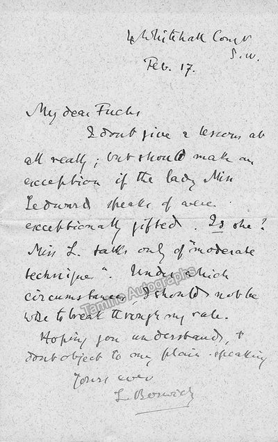 Borwick, Leonard - Autograph Letter Signed