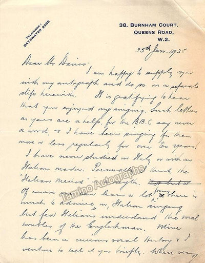 Gowings, Leonard - Autograph Letter Signed 1935