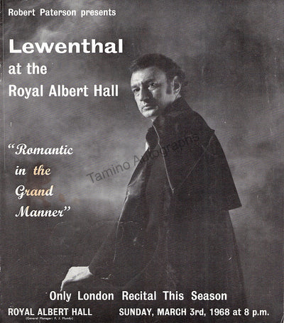Lewenthal, Raymond - Signed Program London 1968