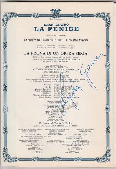 Gencer, Leyla - Signed Program for a performance at La Fenice 1983