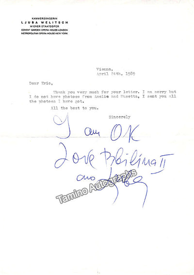 Welitsch, Ljuba - Typed Letter Signed + Signed Salome Quote