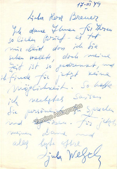 Welitsch, Ljuba - Autograph Letter Signed 1949