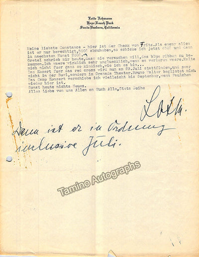 Lehmann, Lotte - Typed Letter Signed