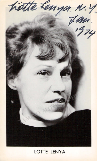 Lenya, Lotte - Signed Photograph 1974
