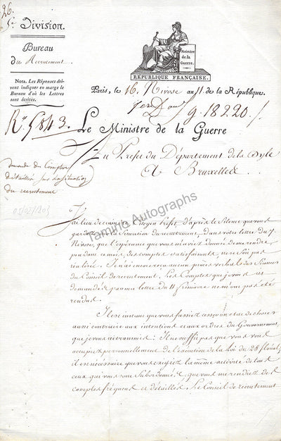 Berthier, Louis-Alexandre - Set of 7 Documents Signed