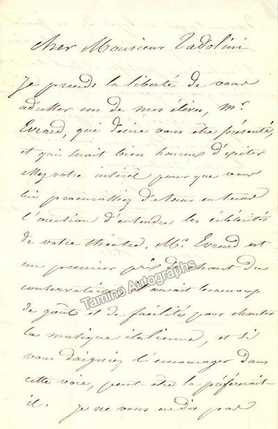 Ponchard, Louis Antoine - Autograph Letter Signed 1847