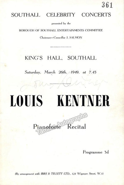 Kentner, Louis - Concert Program London 1949