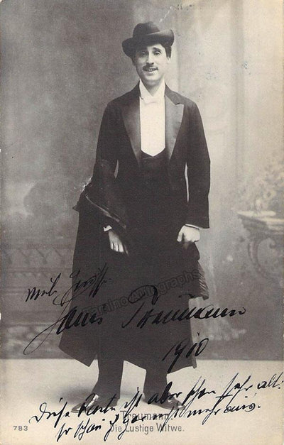 Treumann, Louis - Signed Postcard in Die Lustige Witwe, World Premiere 1905