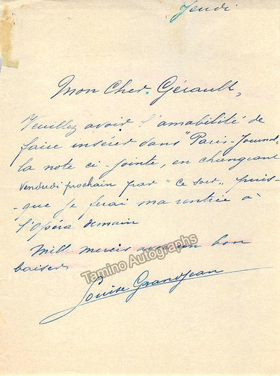 Grandjean, Louise - Autograph Note Signed