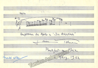 Talma, Louise - Autograph Music Quote Signed 1962