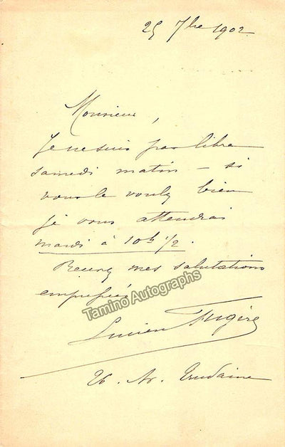 Fugere, Lucien - Autograph Note Signed 1902