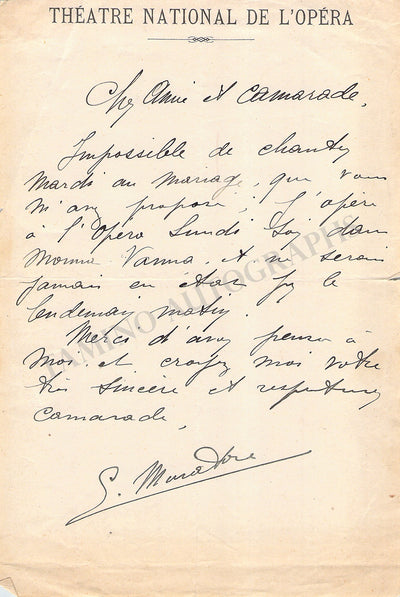 Muratore, Lucien - Autograph Note Signed