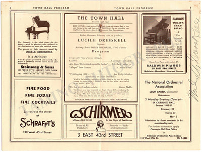 Dresskell, Lucile - Signed Program New York 1937