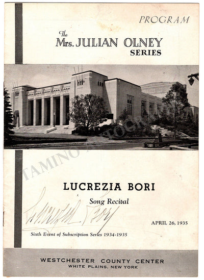 Bori, Lucrezia - Signed Program New York 1935