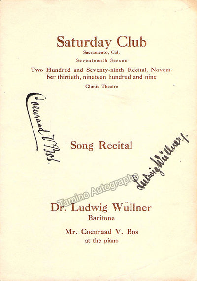 Wullner, Ludwig - Signed Program