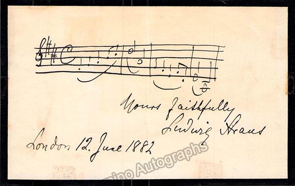Straus, Ludwig - Autograph Music Quote Signed 1882 - Tamino