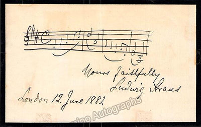 Straus, Ludwig - Autograph Music Quote Signed 1882