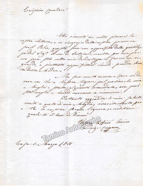Cuzzani, Luigi - Autograph Letter Signed - Tamino