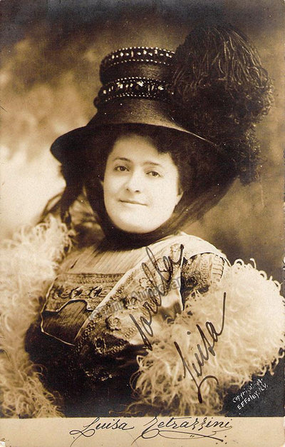 Tetrazzini, Luisa - Signed Photo Postcard inscribed to Eva Tetrazzini 1909