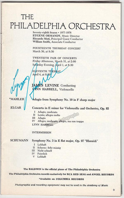 Harrell, Lynn - Signed Program 1978