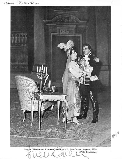 Corelli, Franco - Olivero, Magda - Sheet with Two Signed Photographs