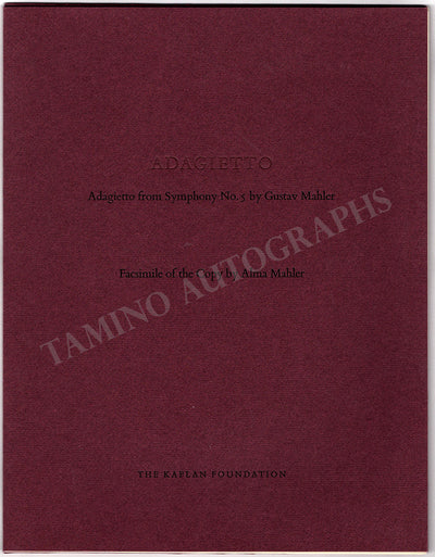 Mahler, Gustav - 5th Symphony Adagietto - Facsimile Edition