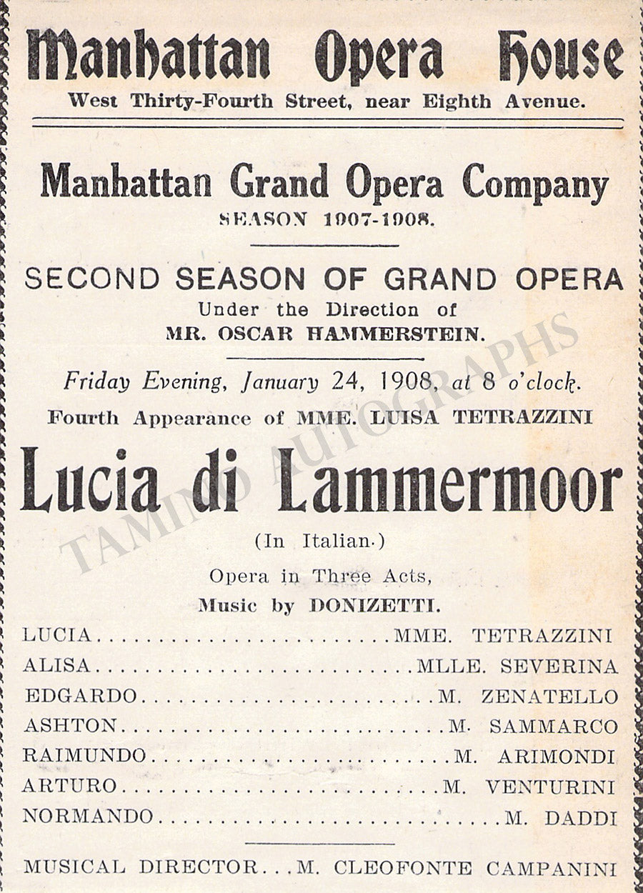 Sample Program For Opera Performance Manhattan Opera Company Programs Clip Lot – Tamino Autographs