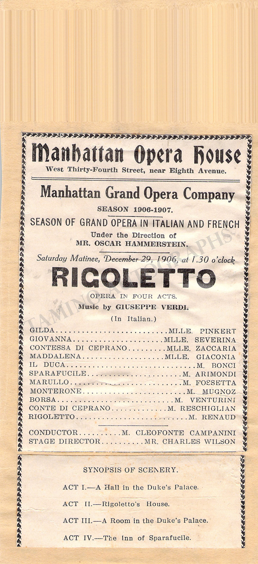 Sample Program For Opera Performance Manhattan Opera Company Programs Clip Lot – Tamino Autographs