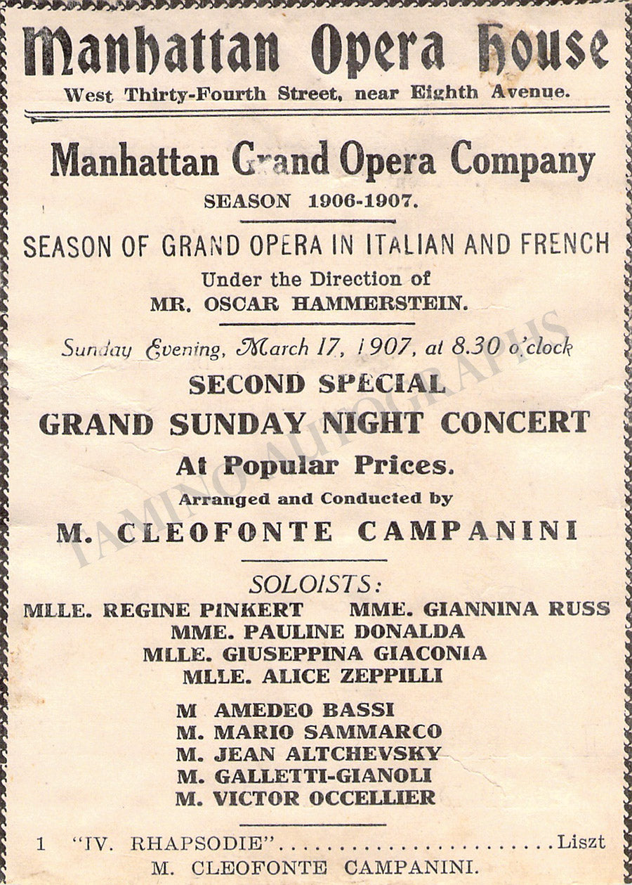 Sample Program For Opera Performance Manhattan Opera Company Programs Clip Lot – Tamino Autographs