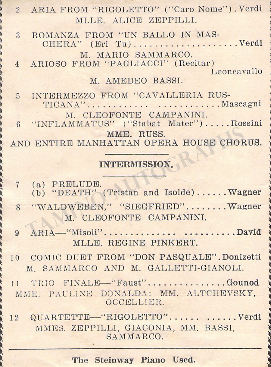 Sample Program For Opera Performance Manhattan Opera Company Programs Clip Lot – Tamino Autographs