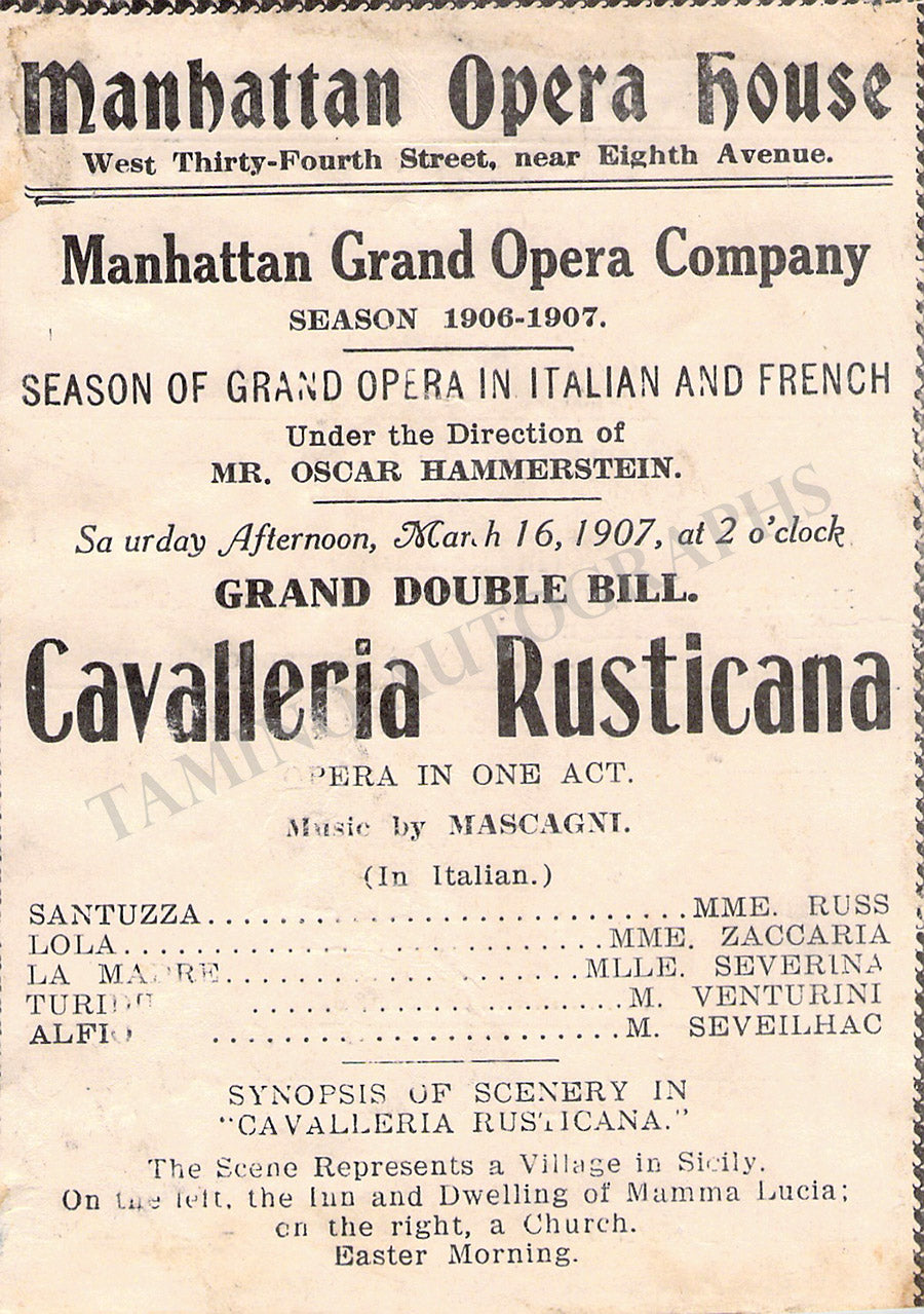 Sample Program For Opera Performance Manhattan Opera Company Programs Clip Lot – Tamino Autographs