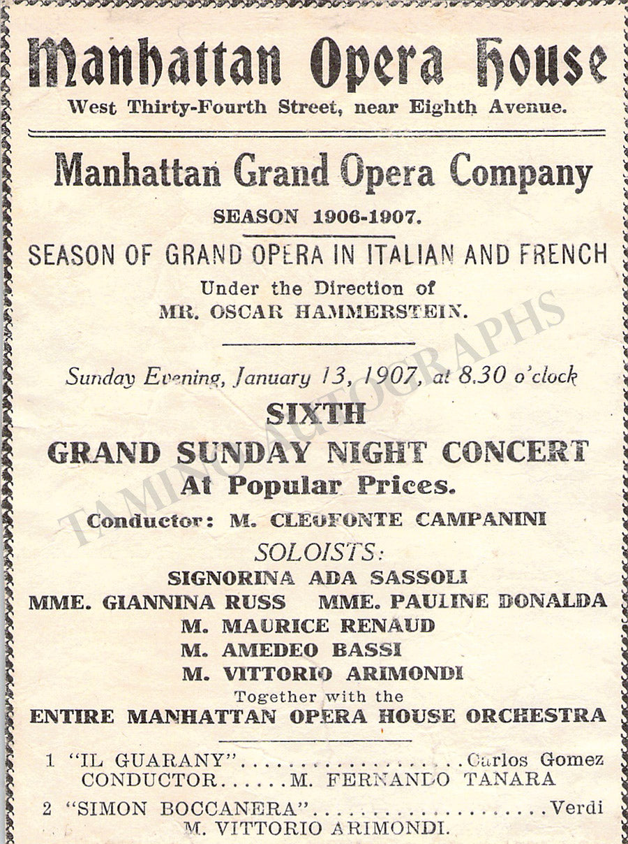 Sample Program For Opera Performance Manhattan Opera Company Programs Clip Lot – Tamino Autographs