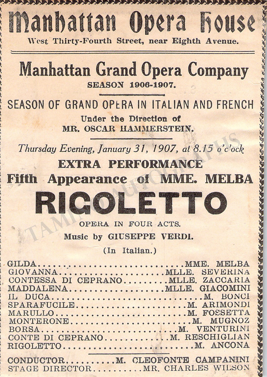 Sample Program For Opera Performance Manhattan Opera Company Programs Clip Lot – Tamino Autographs