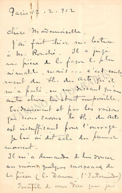 De Falla, Manuel - Autograph Letter Signed 1912
