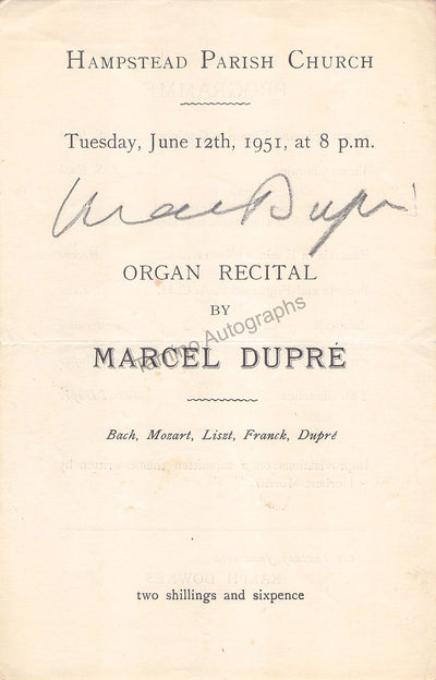 Dupré, Marcel - Signed Program London 1951