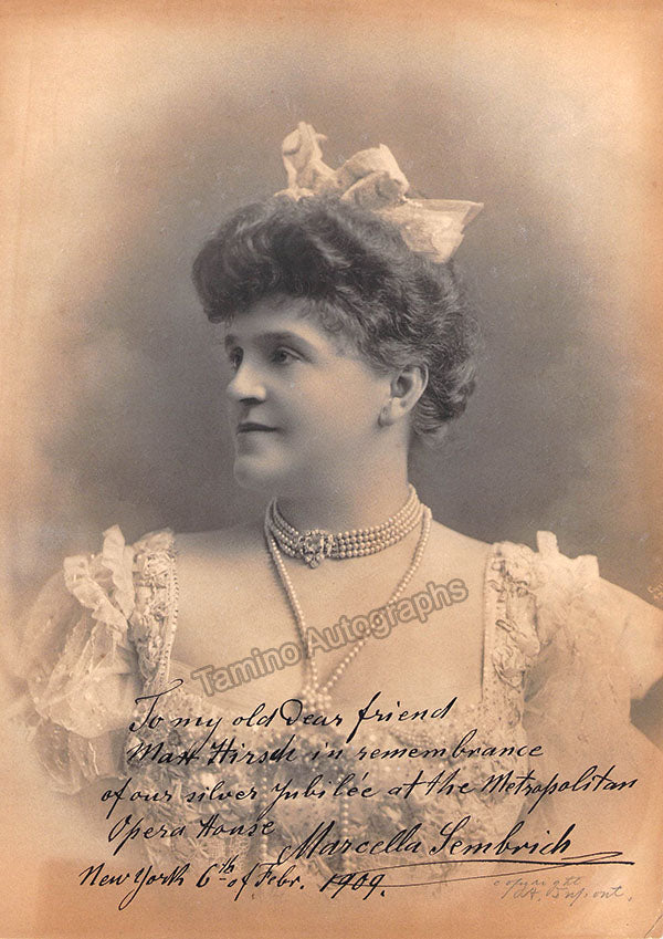 Sembrich, Marcella - Signed Photograph 1909