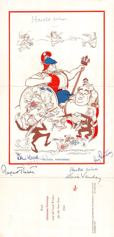Thatcher, Margaret - Howell, Denis - Varley, Eric - Prentice, Reg - Christmas Card signed by all