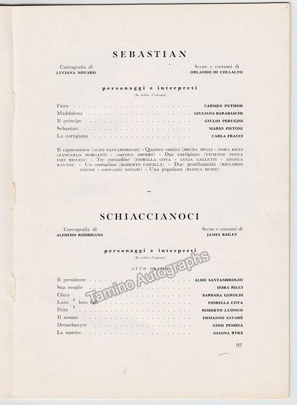 Wallmann, Margherita - Fonteyn, Margot - Pistoni, Mario - Signed Program - Tamino