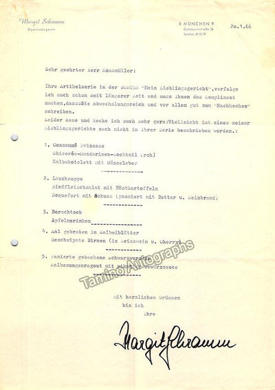Schramm, Margit - Typed Letter Signed 1966