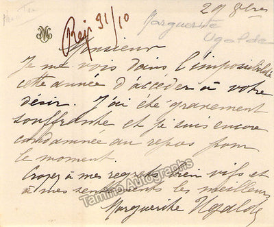 Ugalde, Marguerite - Autograph Note Signed