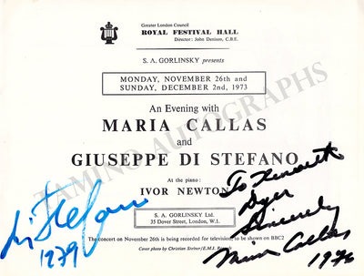 Callas, Maria - Di Stefano, Giuseppe - Signed Program London 1973
