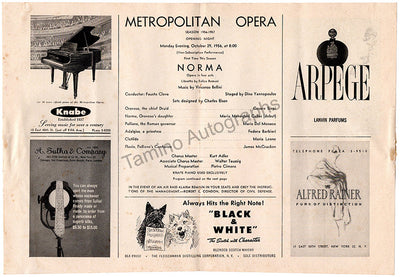 Callas, Maria - Cast Page Debut Norma at The Metropolitan 1956