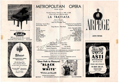 Callas, Maria - Cast Page La Traviata at The Met 1958