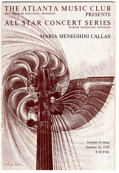 Callas, Maria - Concert Program Atlanta 1958